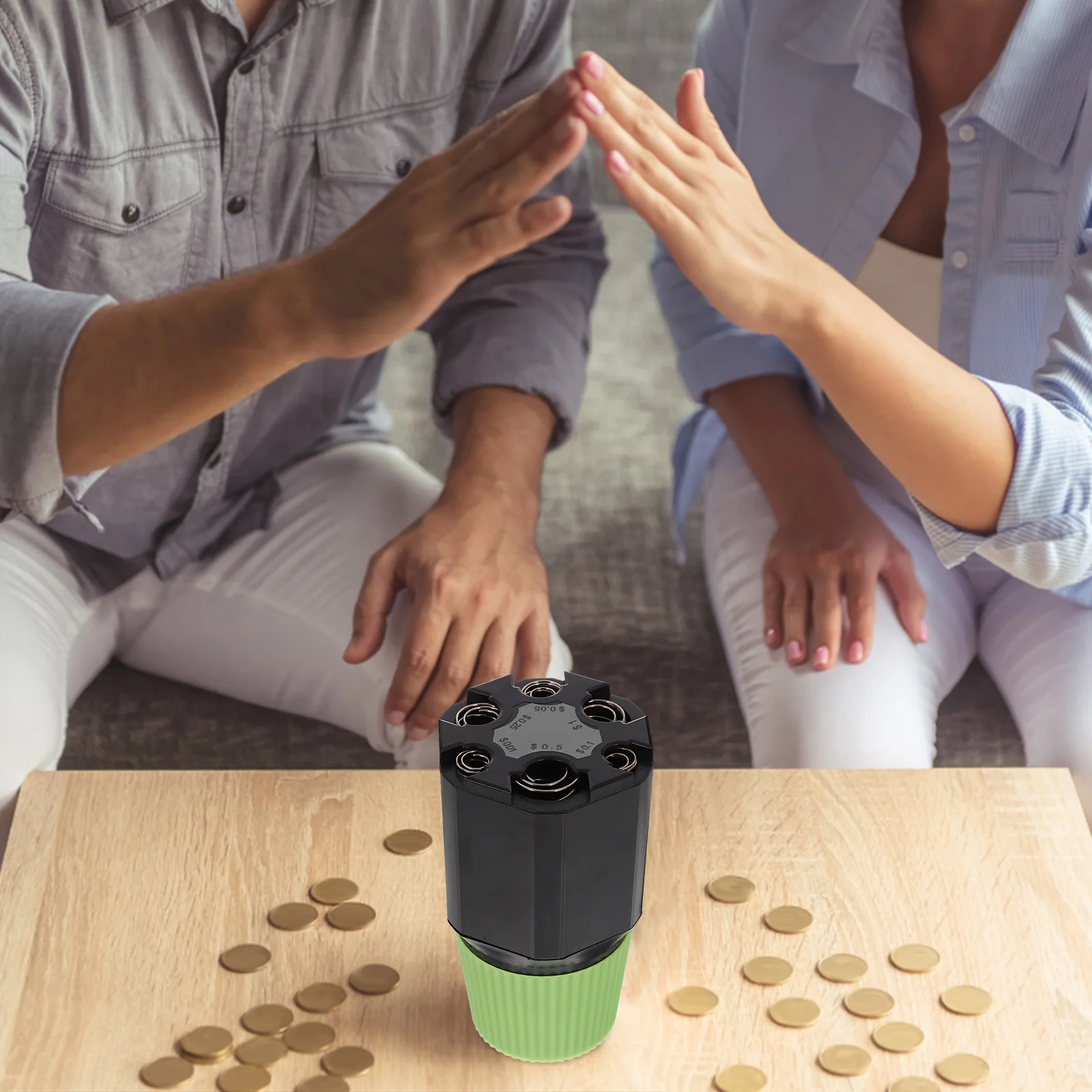 Automatic Counting Holder Large Capacity Reusable Plastic Container for Loose Change Desktop Vehicle Coin Organizer