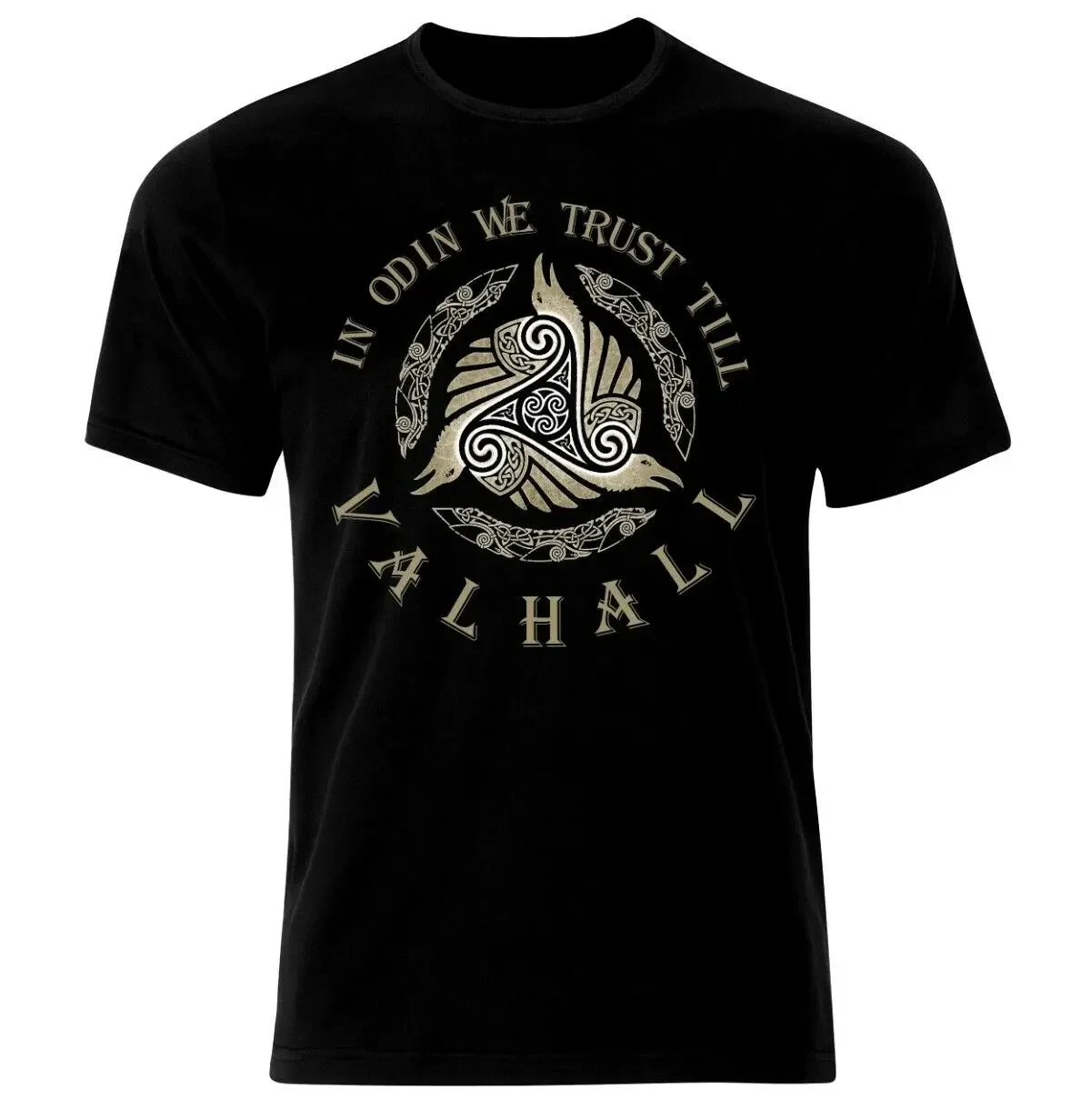 Nirdic Warrior Valhalla Odin Valknut Rune Pagan T-Shirt 100% Cotton O-Neck Short Sleeve Summer Casual Mens T-shirt Streetwear