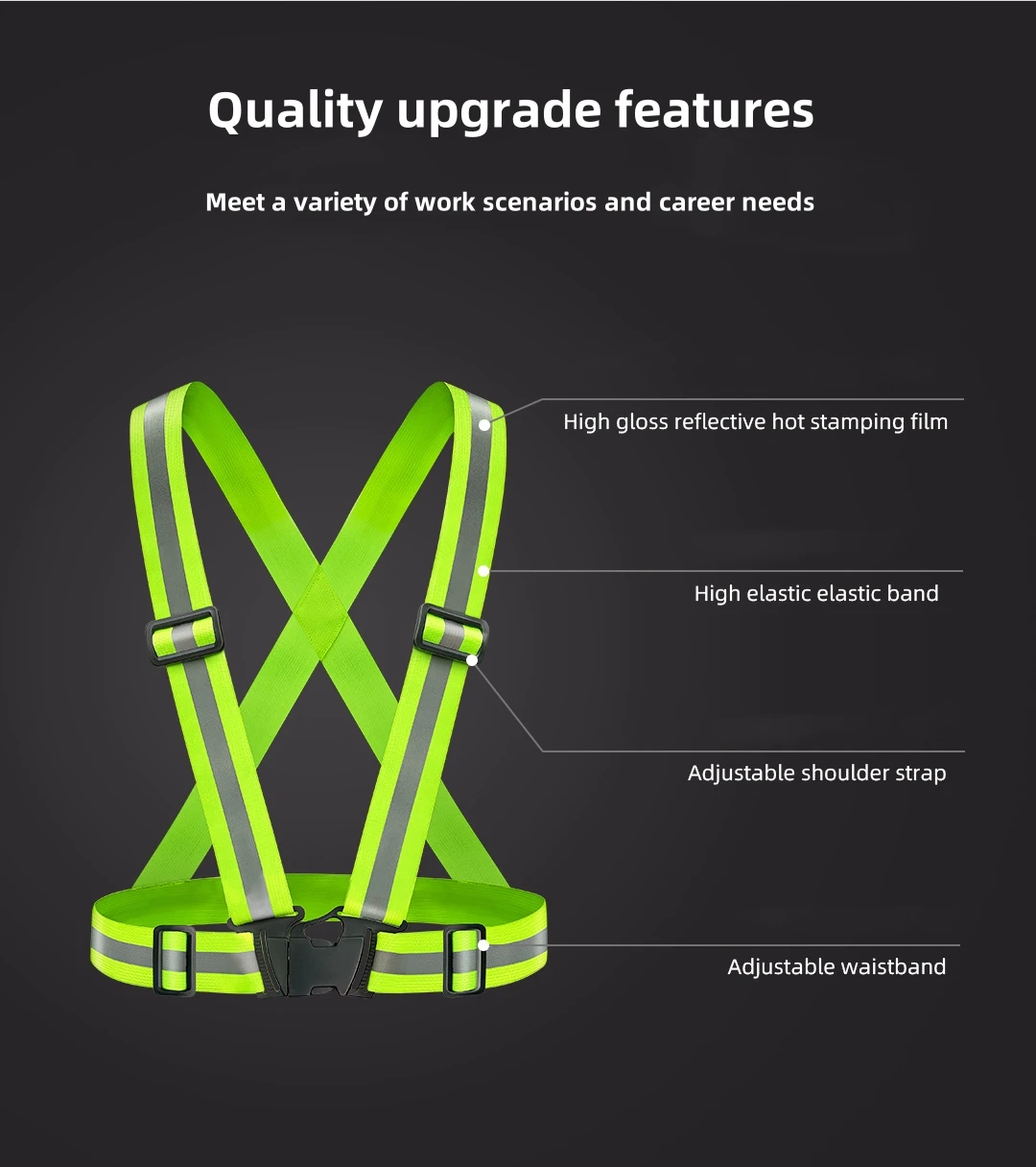 Outdoor Adjustable Safety Vests Night Walking Highlight Reflective Vest Lightweight Biking Safety Straps Waterproof Running Gear image 4