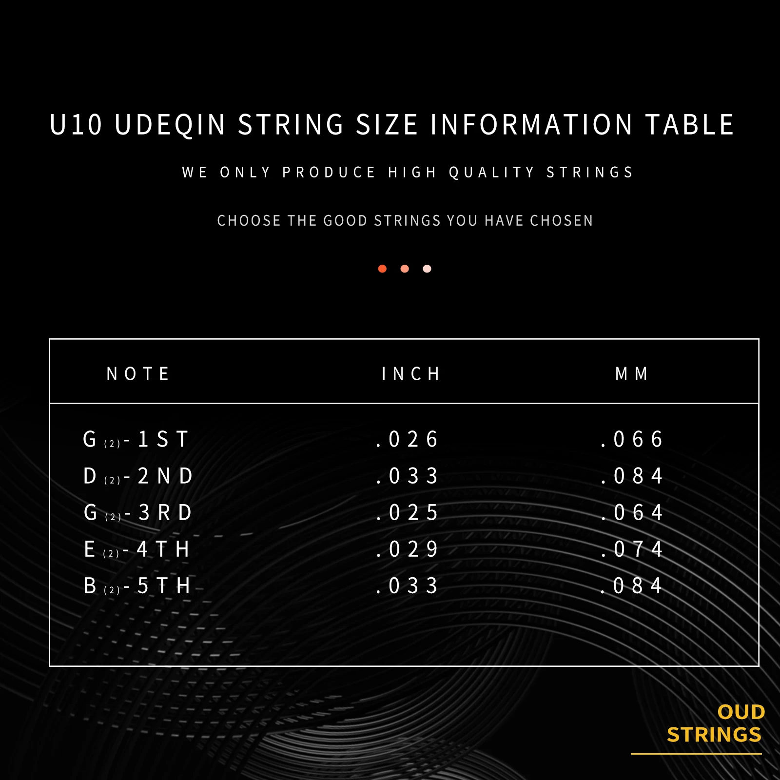 Oud Strings Set U-Series 10/11/12 Strings Turkey Oud Arab Lute Strings Nylon+Silver-Plated Copper Alloy Winding PU Coating