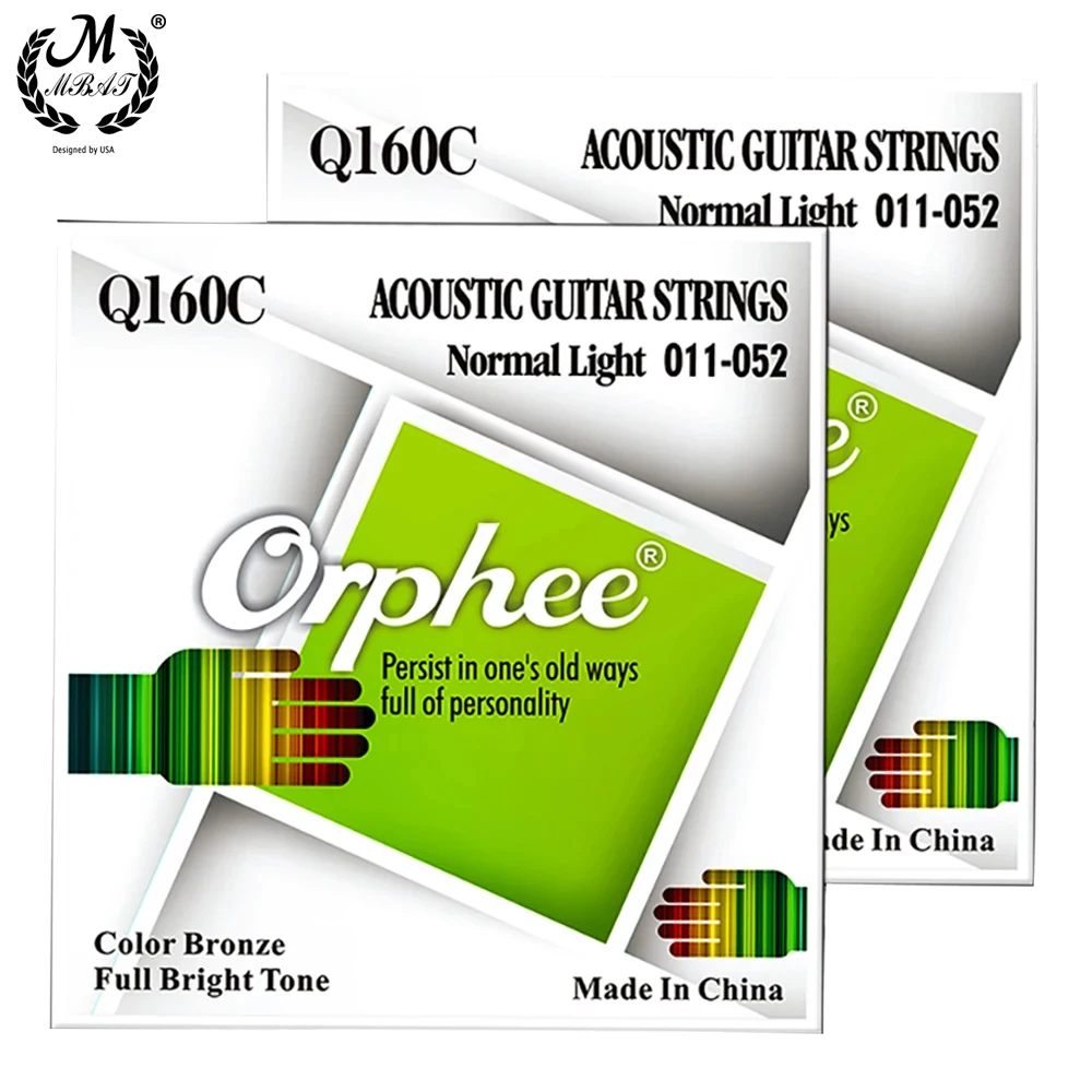 Orphee Q160C Seri Warna Senar Gitar Akustik Warna-warni Perunggu Luka Senar Akustik Set 1st-6th Cahaya Normal 011-052