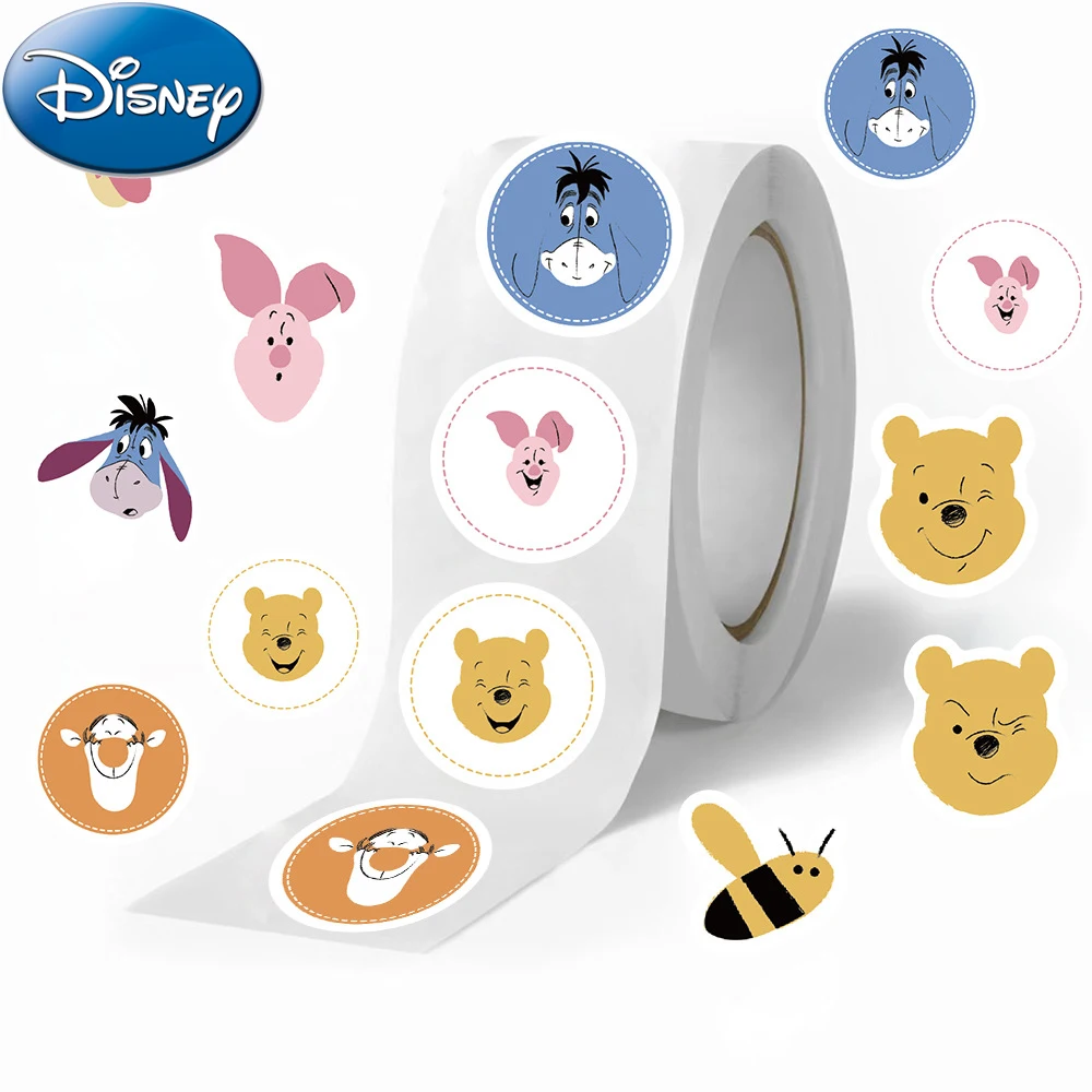 

500pcs/roll Disney Winnie The Pooh Sealing Stickers Funny Cartoon Kids Reward Sticker Gift Scrapbook Phone Suitcase Decals Toys