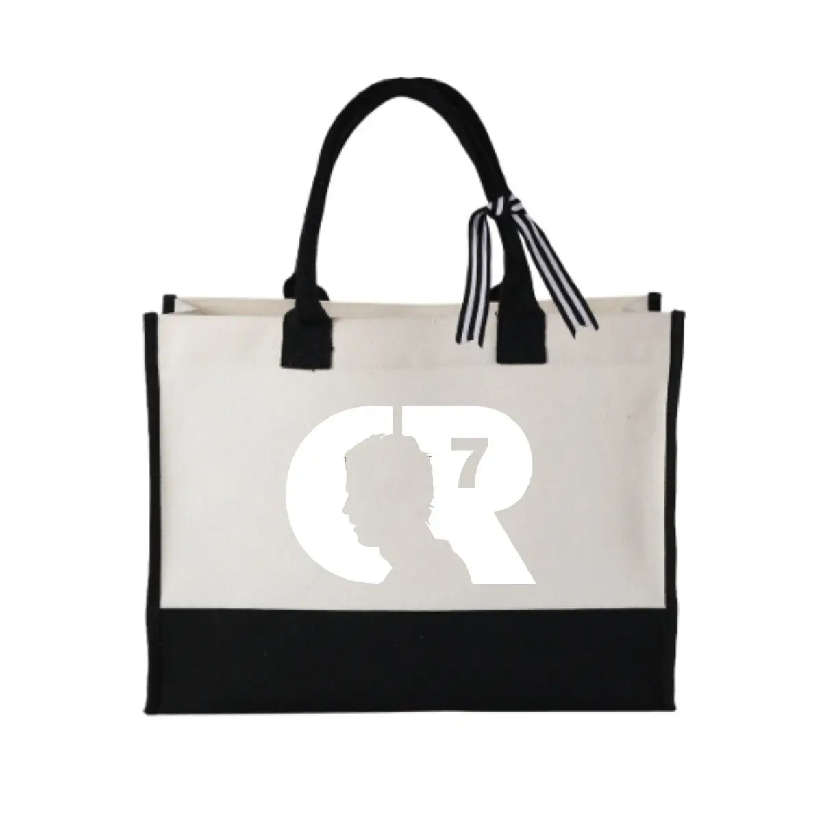 

Dual Profile Letter R Art Design Casual Shopping Tote Simplicity Patchwork Canvas Tote Bag