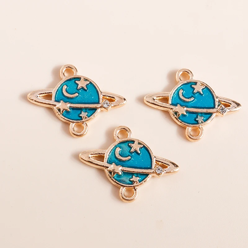 20 قطعة 19x14 مللي متر لطيف المينا غلوب كوكب Charms موصلات لصنع المجوهرات أساور يدوية القلائد الحرف اليدوية اكسسوارات
