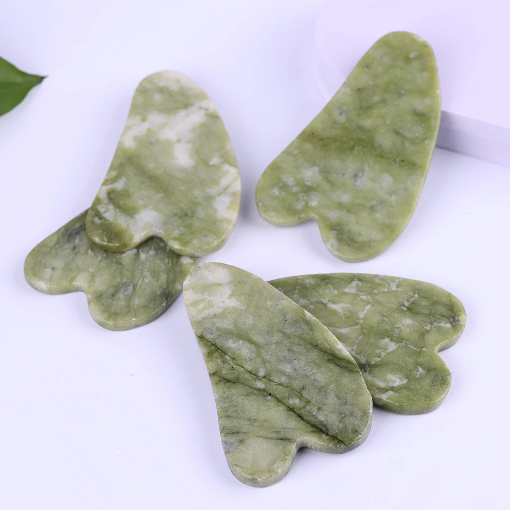 2pcs Natural Jade Guasha Scraper Face Body Relax Massager Skin Care Beauty Scraping Board Gua Shua Massage Tool