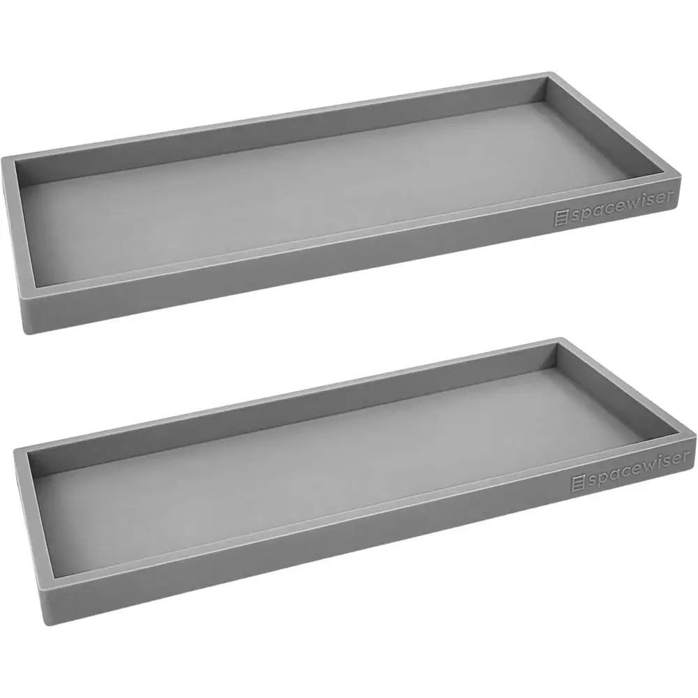 

Countertop and Vanity Tray - 2 PC Large 11.7" Silicone Bathroom Trays, Counter Organizer, Dish Soap Sponge Holder Kitchen Sink