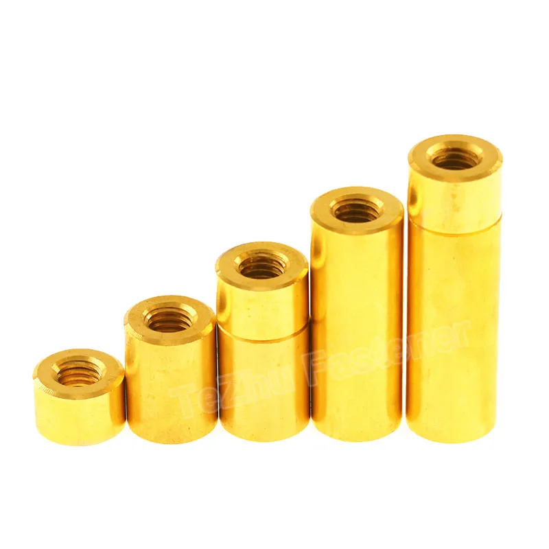 1pcs M8 M10 M12 Round Brass Standoff Spacer Stud Spacing Screw Thumb Nut Female Thread Double Pass Hollow Pillar Length 5-100mm