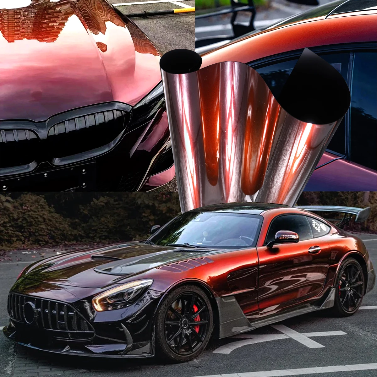 

High Glossy Madeira Red vinyl wrap film PET Flowing Dark Red Chameleon chameleon vinyl wrap film for Hot Sale Motorcycle sticker