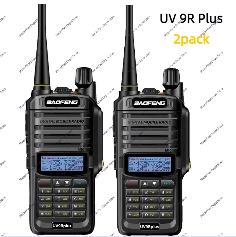 2PCS Baofeng UV-9R Plus Walkie Talkie High Power Dual Band Long Range 128CH Portable Handheld Ham Two Way Radio IP67 Waterproof