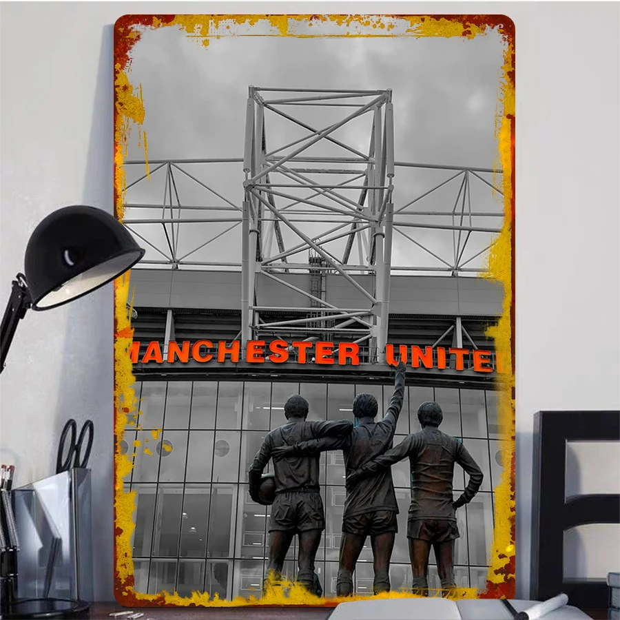 مانشستر يونايتد أولد ترافورد النحت ملصق معدني نادي كرة القدم تذكارات جدار ديكور لمحبي