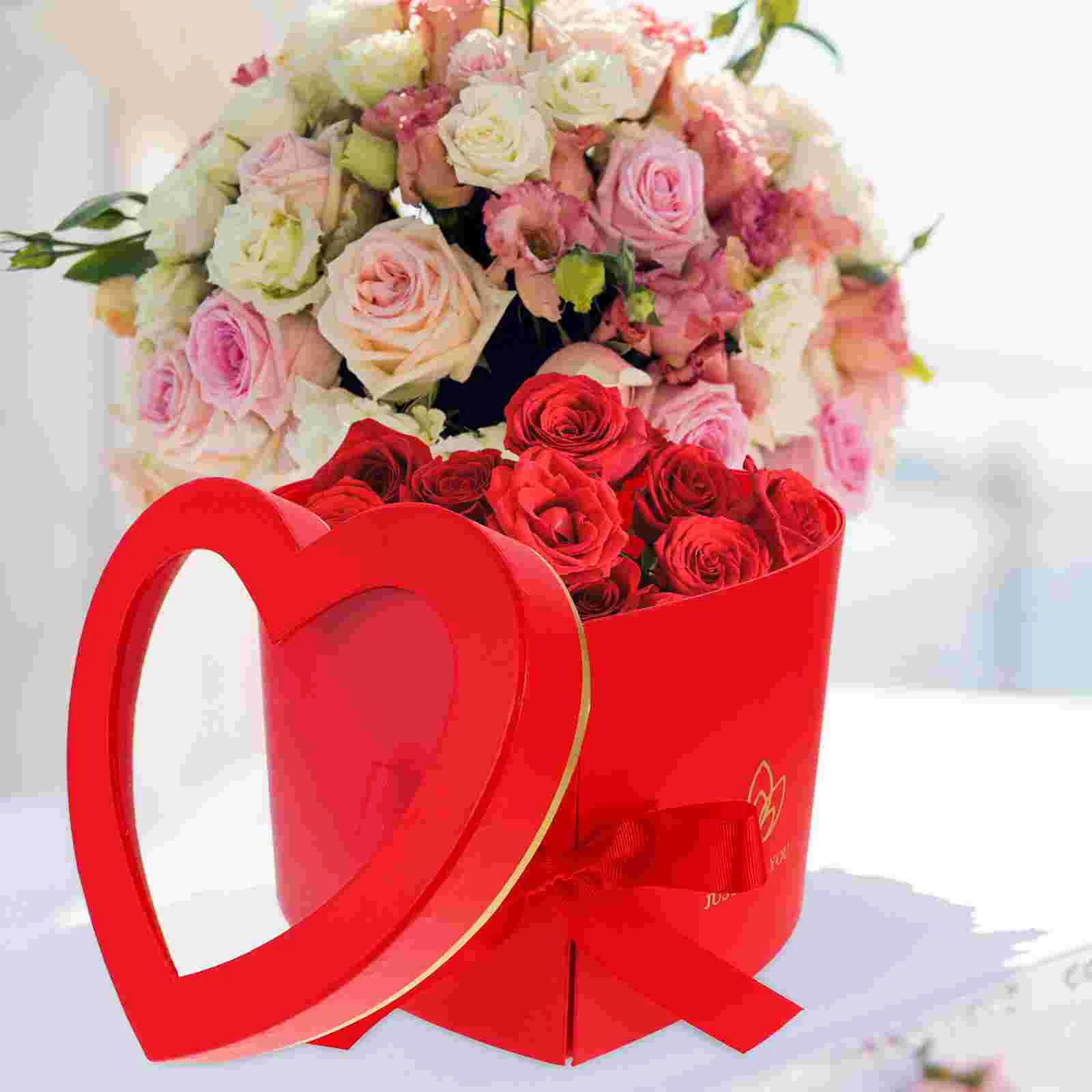 Wedding Preserved Flowers Heart Shaped Box Gift Boxes Candy Composite Paper Material Pvc Party Treat