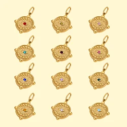 CARLIDANA Fashion DIY Charms Eyes Horn Stainless Steel Gold Plated Natural Stone Turquoise Green Charm Jewelry Accessories
