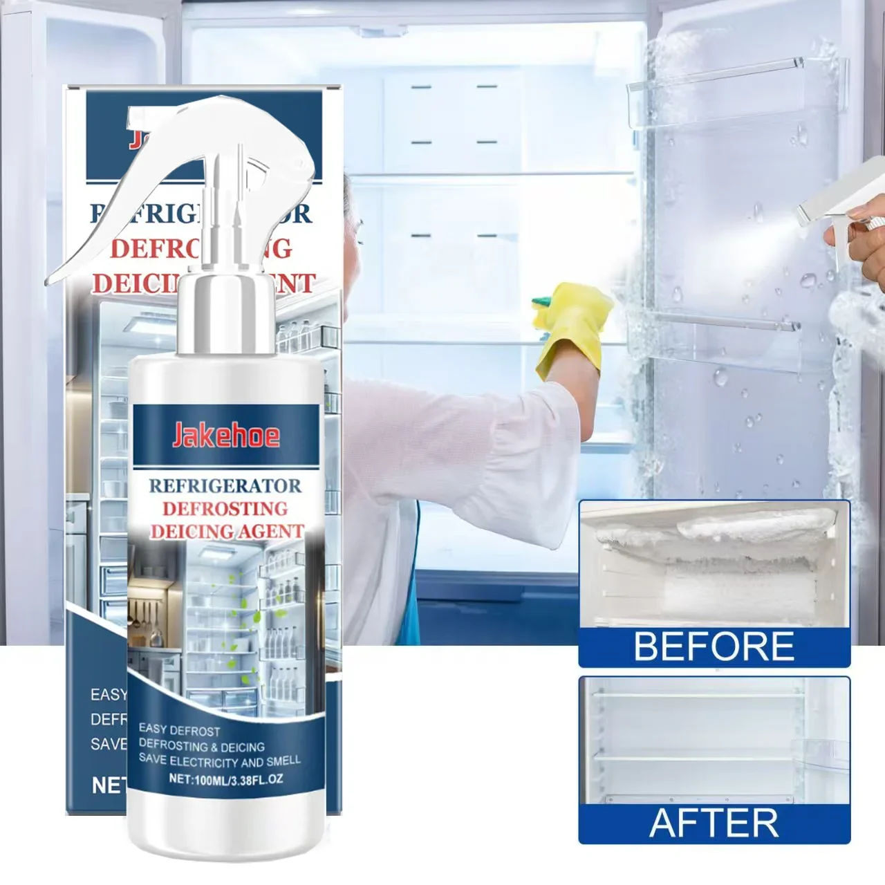 

Freezer Defrost Spray - Quick Ice Melt for Refrigerator, Safe & Efficient, Saves Energy, Easy Clean