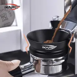 IKAPE Espresso Magnetic Dosing Funnel, fit for 51mm, 54mm, 58mm Bottomless Portafilter with powerful magnetism (black/silver)