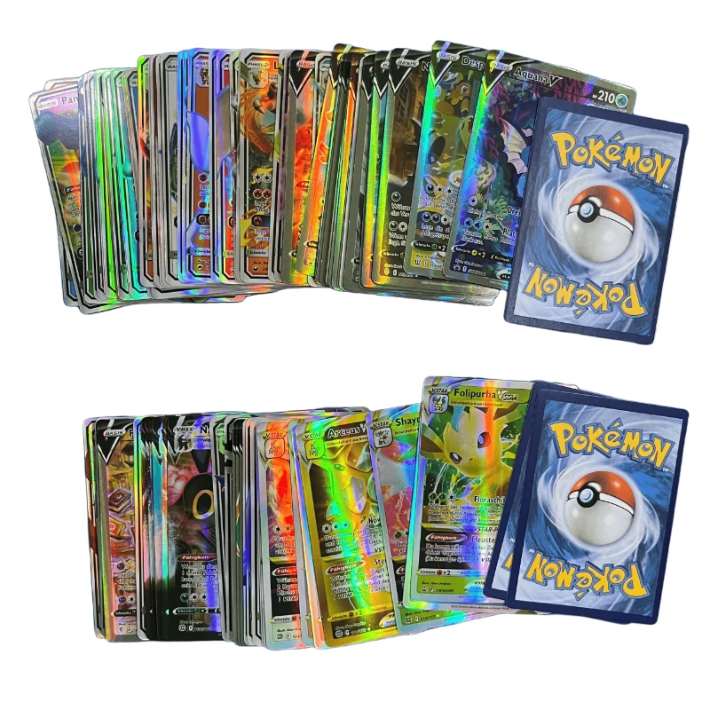 54-200 Uds Pokémon PTCG tarjetas de colección Pikachu VMAX GX V VSTAR Ex (inglés español coreano francés alemán) cartas de juego de Anime juguete