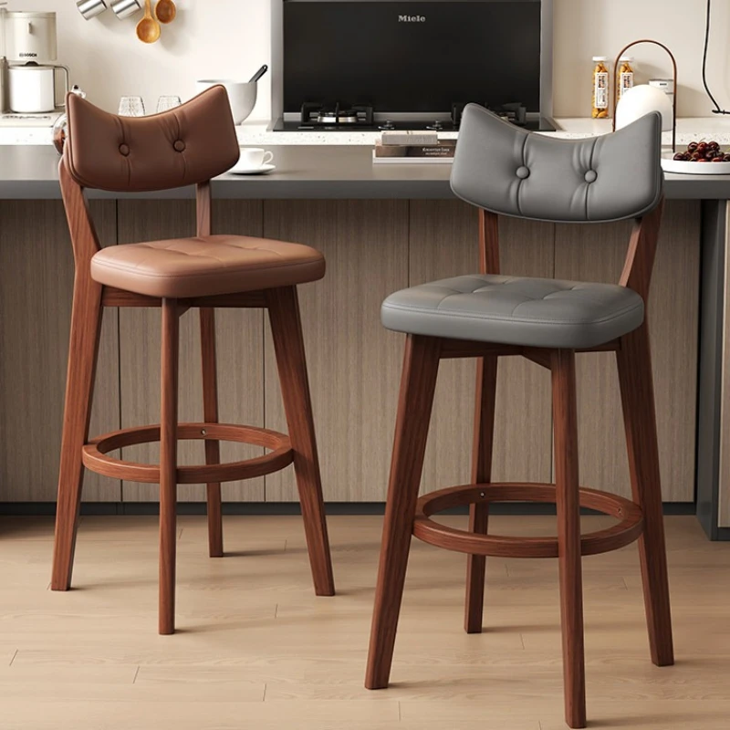 

Light luxury bar chair Solid wood Household high-end comfortable bar stools backrest modern taburetes para barra bar furniture