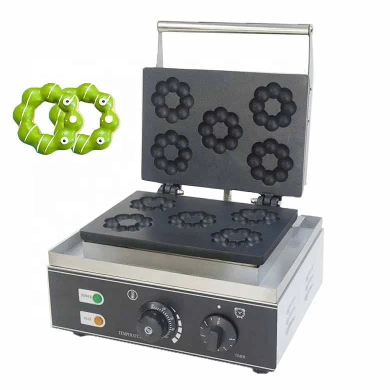 Non-Stic Electric Mini Donut Pancake Maker Stainless Steel Commercial Plum Shape Waffle Machine