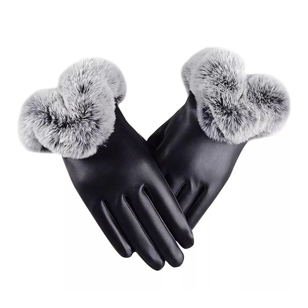 Unisex Waterproof Winter Touch Screen Leather Gloves Windproof, Fleece Lined, for Outdoor Motorcycle Riding 1PCS E1W6