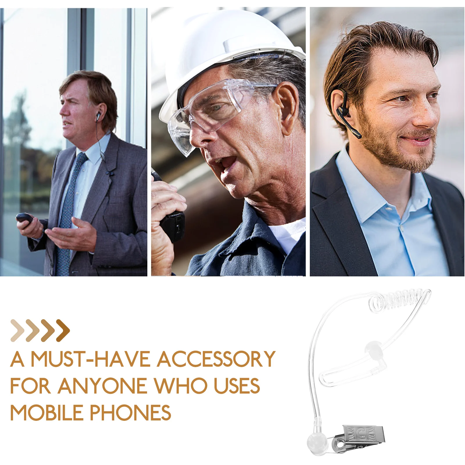 

4pcs Acoustic Tube Earpiece Clear Replacement Coiled Air Coil Audio Compatible Mobile Phones Walkie Talkies Durable PVC Smart