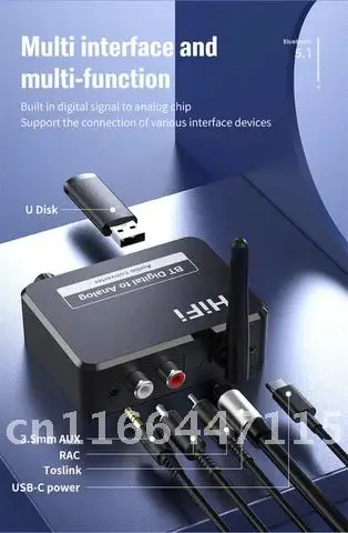 

Digital to Analog Audio DAC Converter Adapter Digital SPDIF Optical Toslink to 3.5mm 3.5 AUX Jack RCA L/R Bluetooth 5.0 Receiver