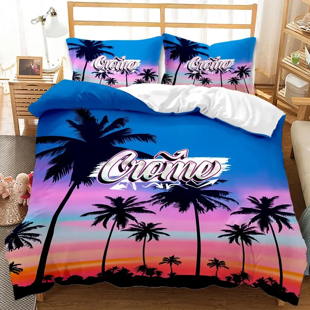 

Hawaiian Duvet Cover Tropical Island with The Palm Trees Nature Theme Bedding Set Double Queen King Size Polyester Qulit Cover