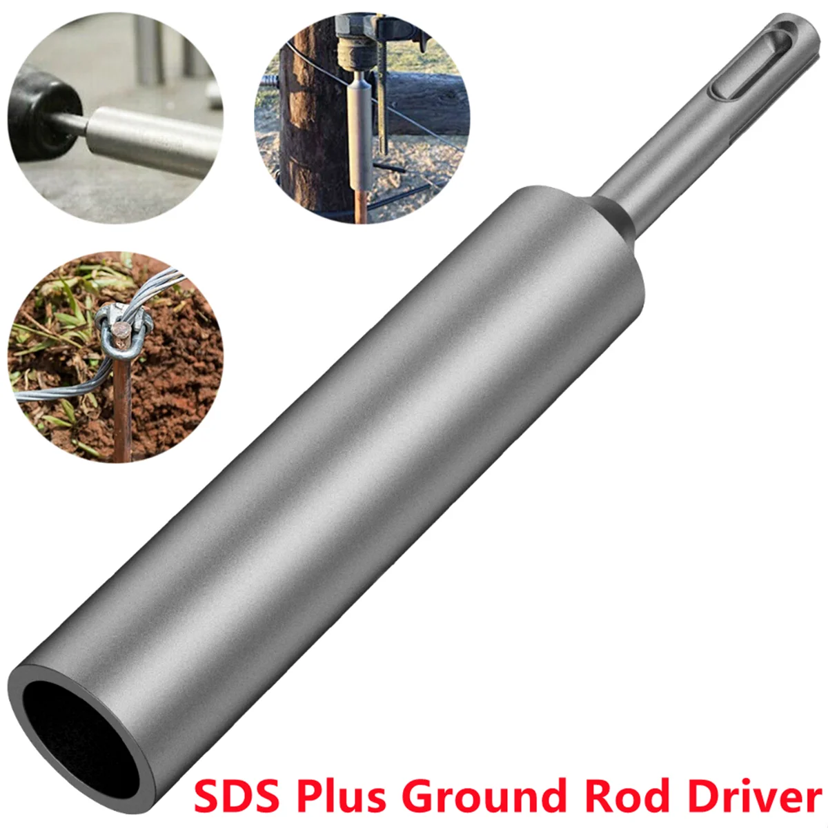 Hardened Steel for SDS Plus Rotary Hammer Drill Power Tool SDS Plus Ground Rod Driver Durable 17mm Earth Stake Grounding Rod