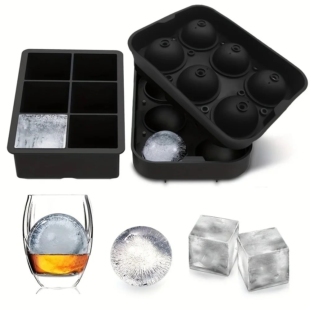 1 pacote de bandeja de molde de cubo de silicone de gelo 6-grade diy congelar fabricante de gelo criativo molde de cubo de gelo ferramentas de bar perfeitas para freezer, coquetel