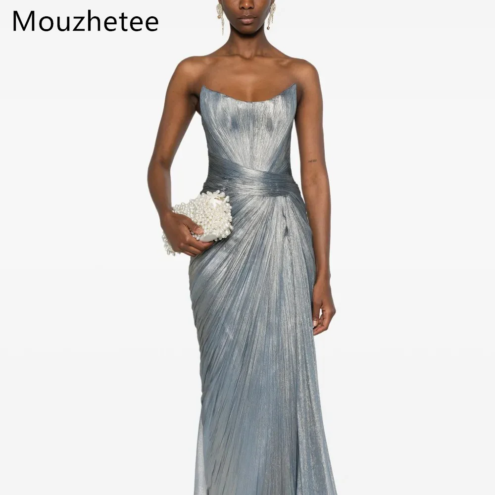 

Mouzhetee Elegant Mermaid Strapless Shiny Dresses Formal Party Gowns for Women Simple Sleeveless Prom Gown Customized 2025
