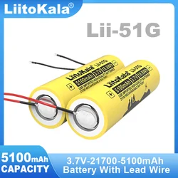 1-6PCS Liitokala Lii-51G 3.7V 5100mAh 21700 High-capacity Rechargeable Lithium Battery+DIY Linie