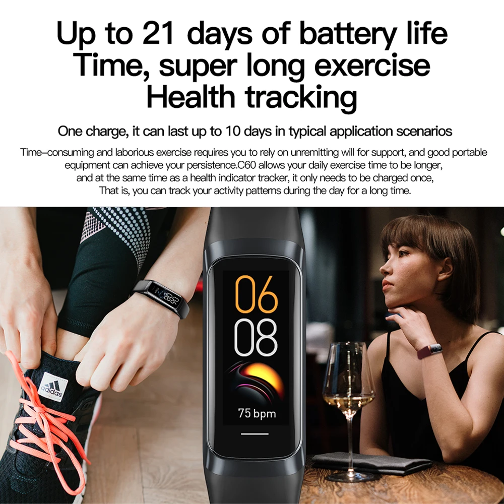 2024 nuevo reloj inteligente C60 AMOLED hombre mujer Bluetooth llamada ritmo cardíaco ejercicio Fitness Compatible Android IOS para XIAOMI SmartBand