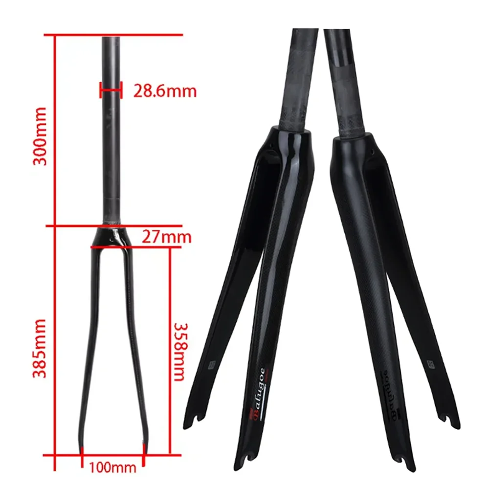 

BALUGOE Carbon Fiber Dead Fly Bicycle Front Fork Straight Pipe Road City Bicycle Front Fork Hard Fork Quick Release Matte/Gloss