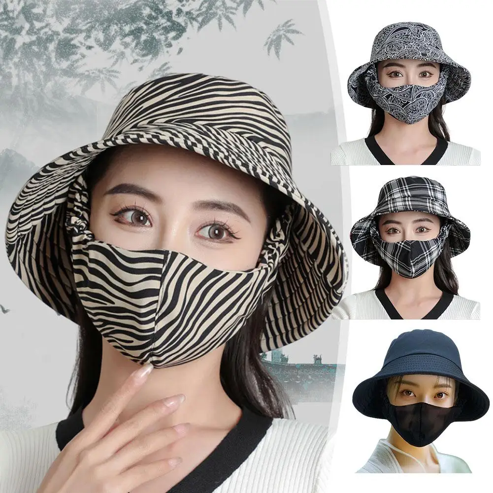 Bucket Hat Agricultural Work Hat With Mask Wide Brim Fisherman Hat Protect Neck Anti-uv Four Seasons Tea Picking Cap Unisex