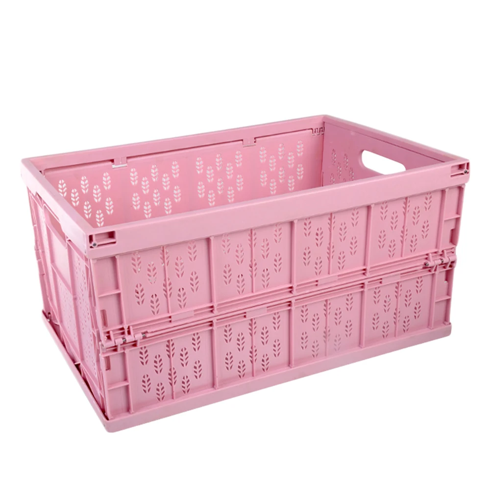 

Multifunctional Storage Basket Foldable Baskets Portable Shopping Container Pink Crates Vegetable Hamper Kitchen Organizer