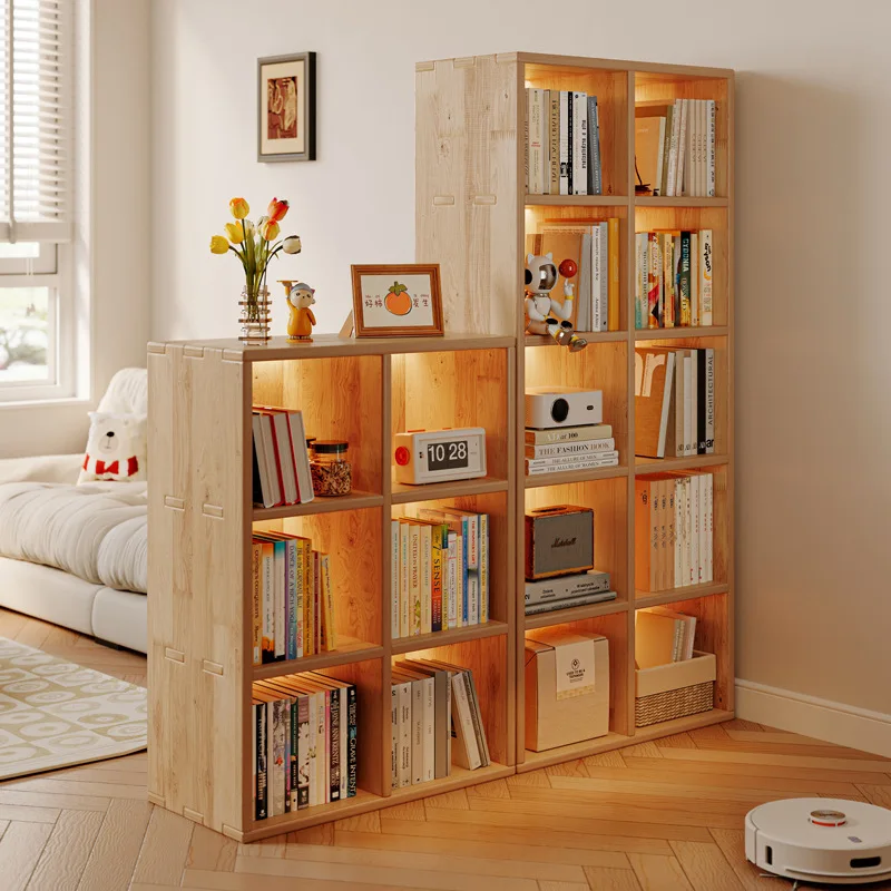 

All solid wood bookshelf shelf floor-to-ceiling living room sofa partition shelf display storage locker household bookcase