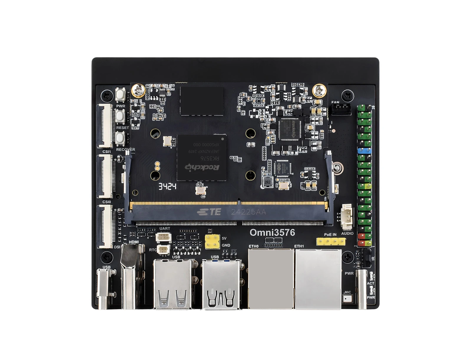 Placa de desenvolvimento de computação de borda Waveshare Luckfox Core3576, Rockchip RK3576 Octa-Core 2,2 GHz, 6 TOPS Potência de computação NPU