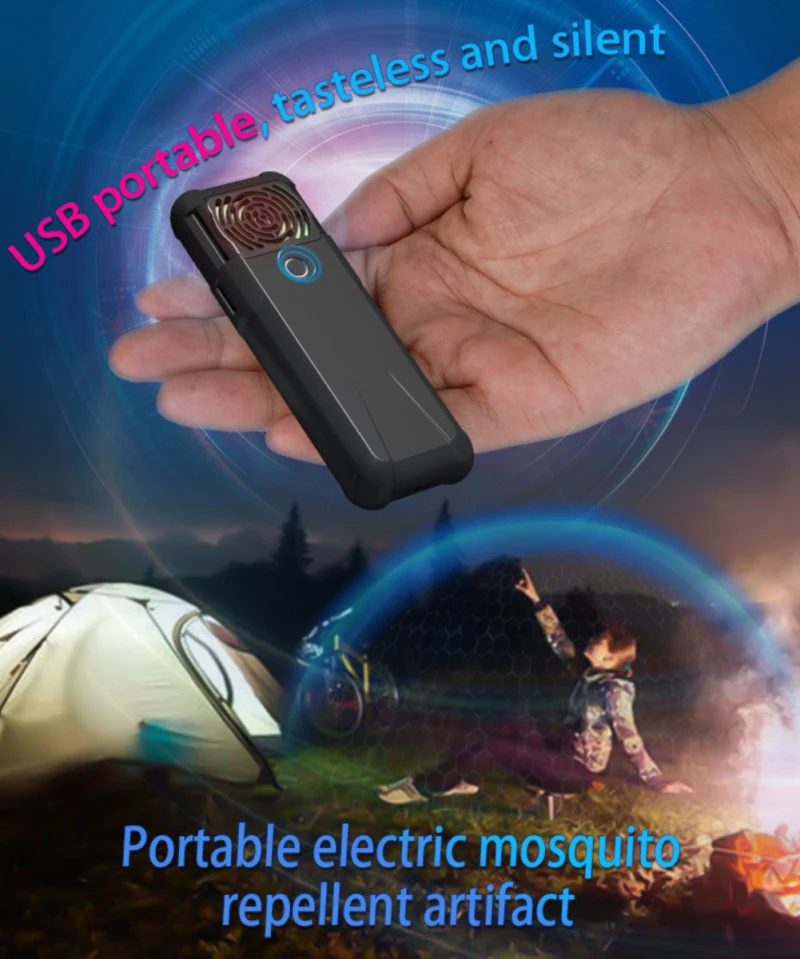 Outdoor Portable Mosquito Repellent USB Chargeable Heating Electric Repellent Bug Type-C Emergency Power Supply Camping Gear