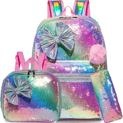 Bikab-mochila escolar 3 en 1 para niña, morral escolar de 16 pulgadas, mochila Kawaii