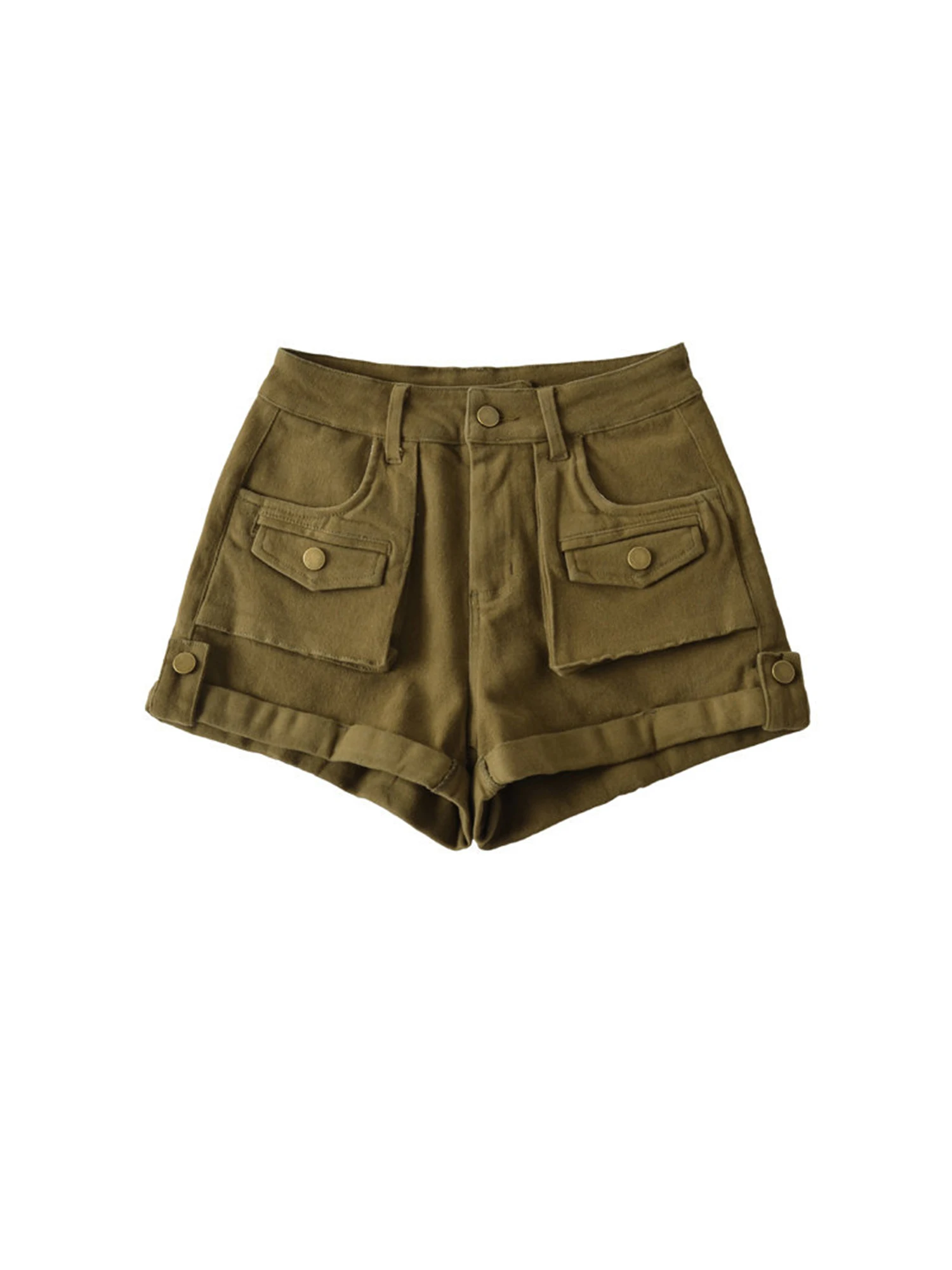 Women Khaki Hot Denim Shorts 2000s Y2k Gyaru Mini Jean Shorts High Waist Cargo Shorts Wide Leg Cowboy Pants Clothes Summer 2026