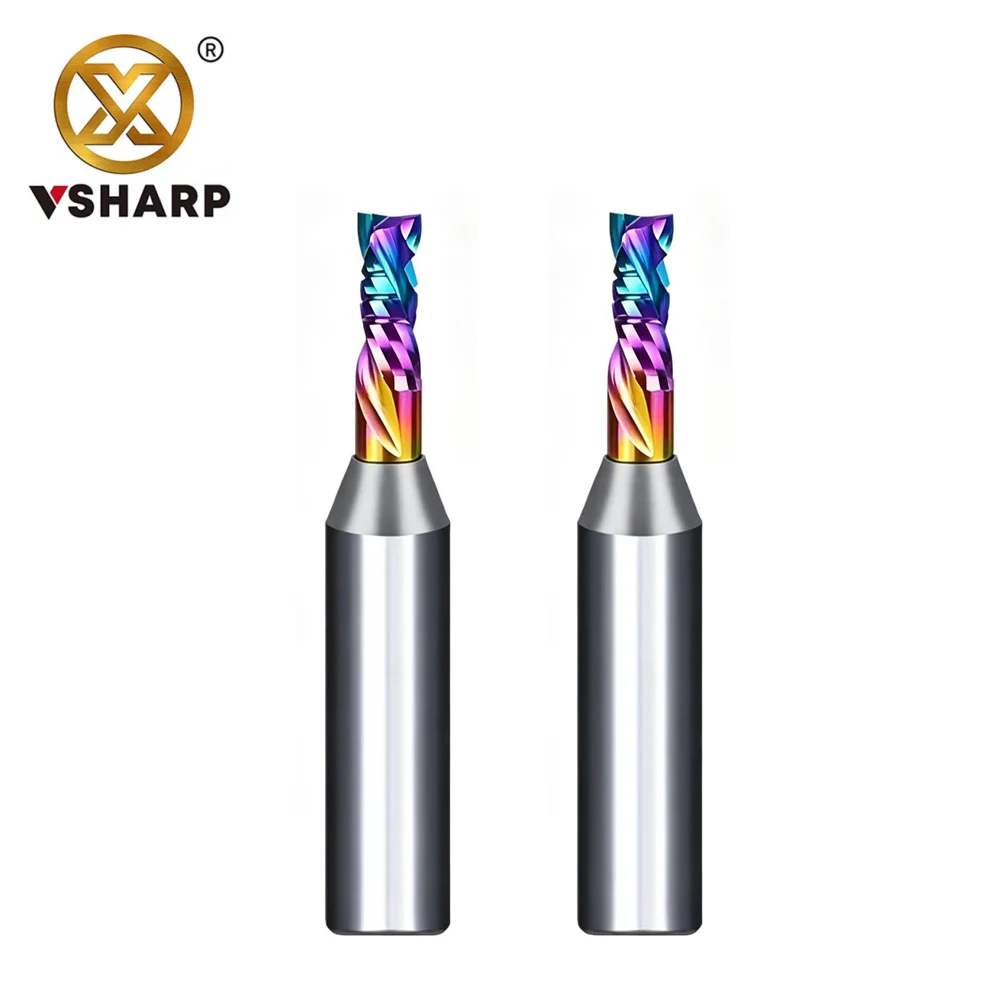 

Vsharp Up Down Milling Cutter With Colorful Coating Compression Router Bit Woodworking Tools for MDF