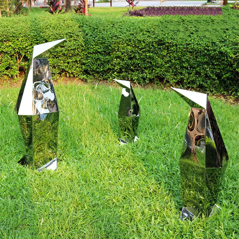 Outdoor Stainless Steel Waterscape Sculpture, Park Landscape, Mirror, Penguin, Manufacturers, Made of Stainless Steel