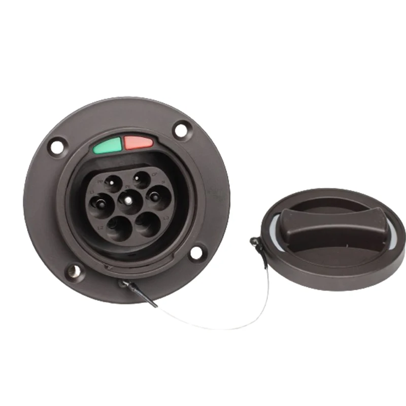 Wufen Type2 Mannelijke Contactdoos Met Kabel Voor Elektrische Auto Zijlader Iec 62196 Type 2 Socket Ev Oplader Aansluiting 32a 0.5M Evse