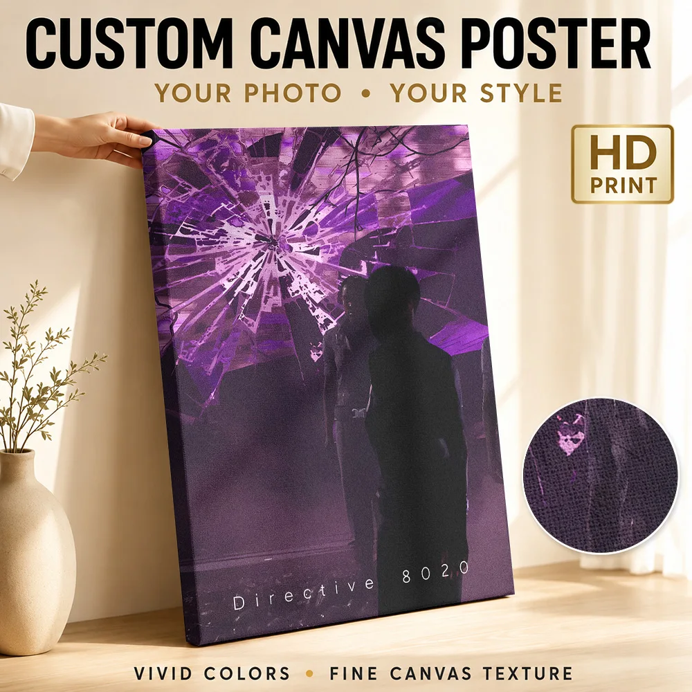 Directive 8020 Shattered Glass Figure Framed Canvas Print Personalized Photo Detailed Illustration Wall Art For Computer Room