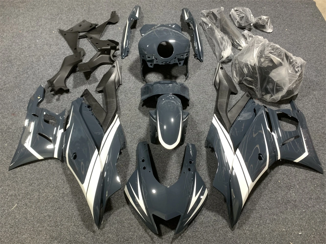 Motorcycle fairing fits YZF-R25 19 2021 22 23 YZF-R3 2019 2020 2021 2022 2023 Fairing Gray white motorcycle housing