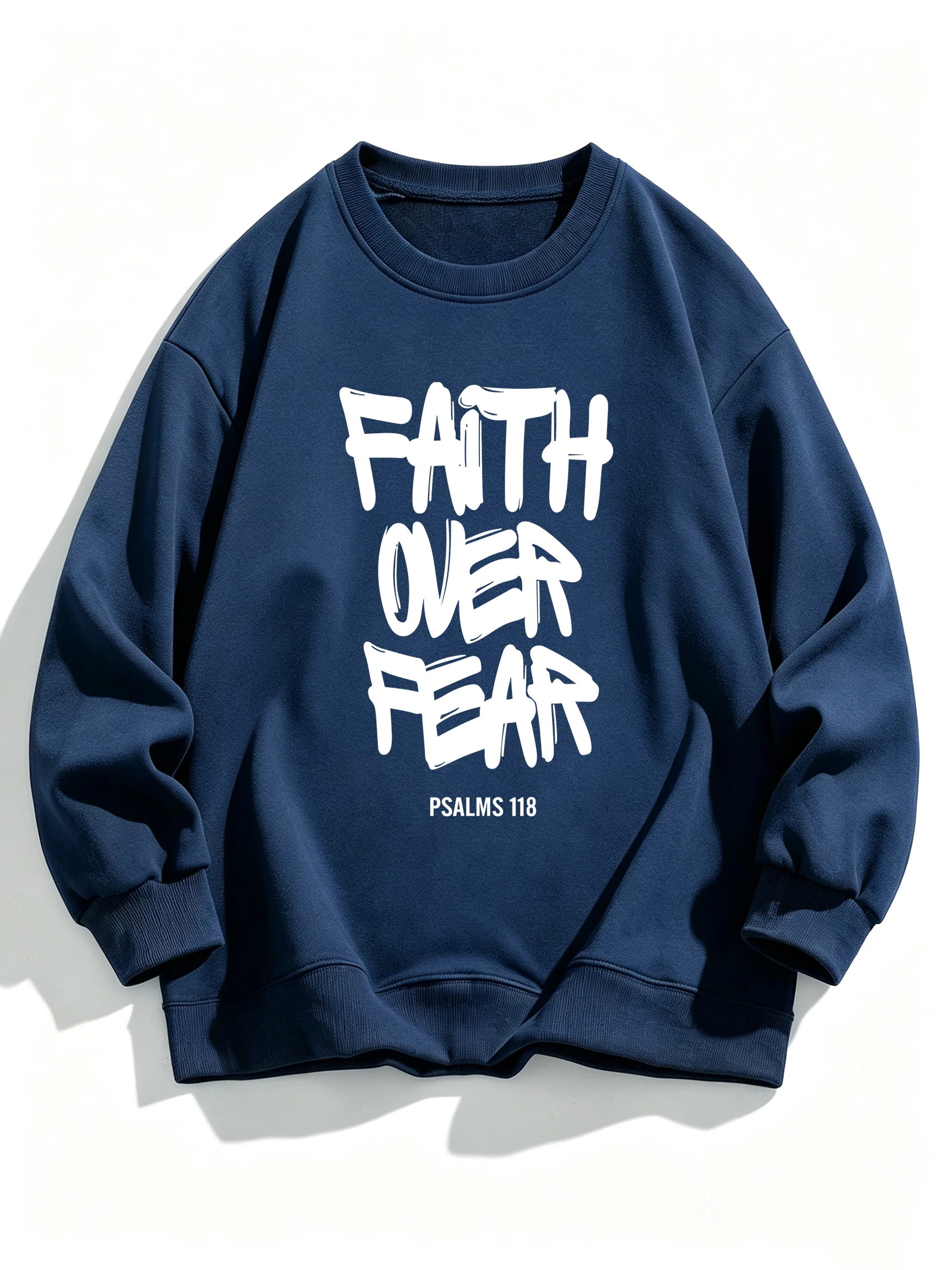Faith Over Fear Printed Pullover, Korean Style Harajuku Aesthetic Hoodie, Gothic Style Women's Spring and Autumn Pullover