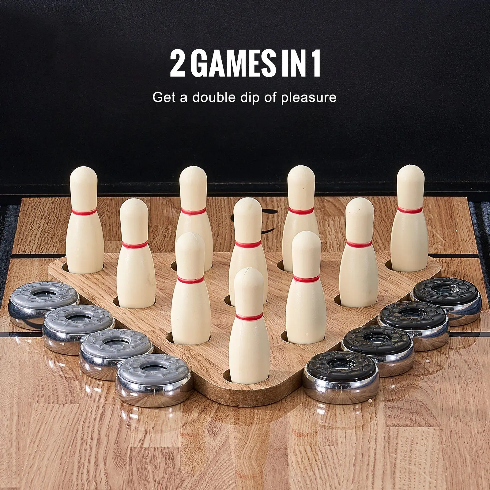 2 in 1 Combo Game Set 9 ft Shuffleboard and Bowling Table Without Light