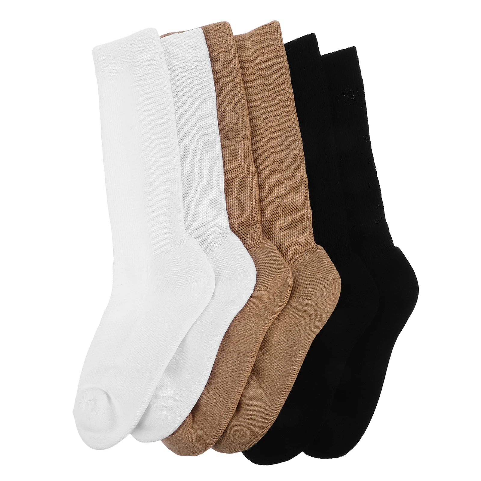 

3 Pairs Cotton Socks Mid Calf Loose Fit Women Men Breathable Sweat Wicking Elastic Support Wide Ankle Socks