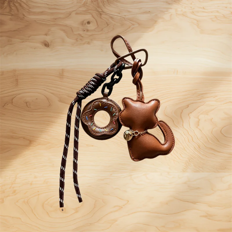 Stilvoller PU-Leder Katzen-Anhänger Schlüsselanhänger Taschenanhänger - Modisches & Spaßiges Accessoire für Taschen – Detail 9