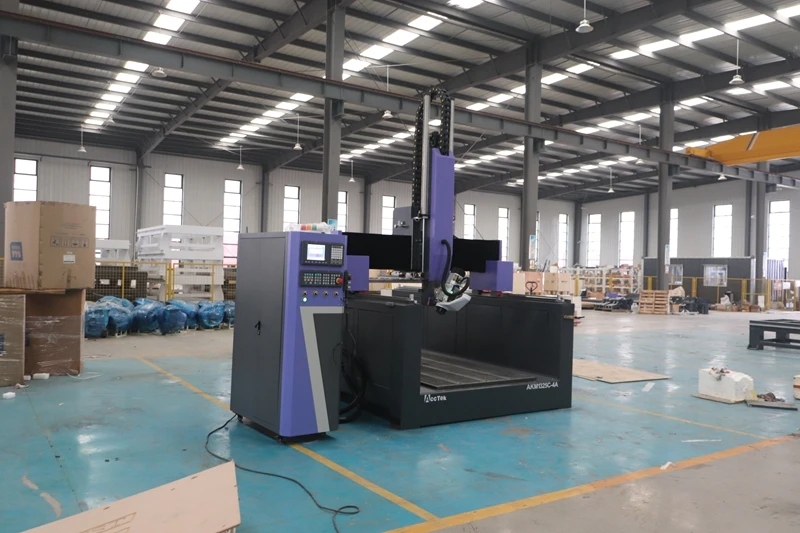ACCTEK 4 Axis CNC Router 180° Swing ATC Spindle ±90° Tilting Head 3D Curved Surface Engraving Milling Machine for Wood Foam Mold