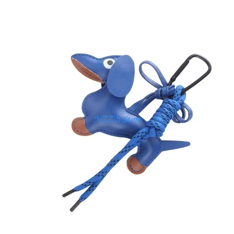

T21F Vintage Dachshund Dog Keychain Unique Styles Sturdy PU Materials Elegant Charm for Bag and Keys Decoration Daily Use