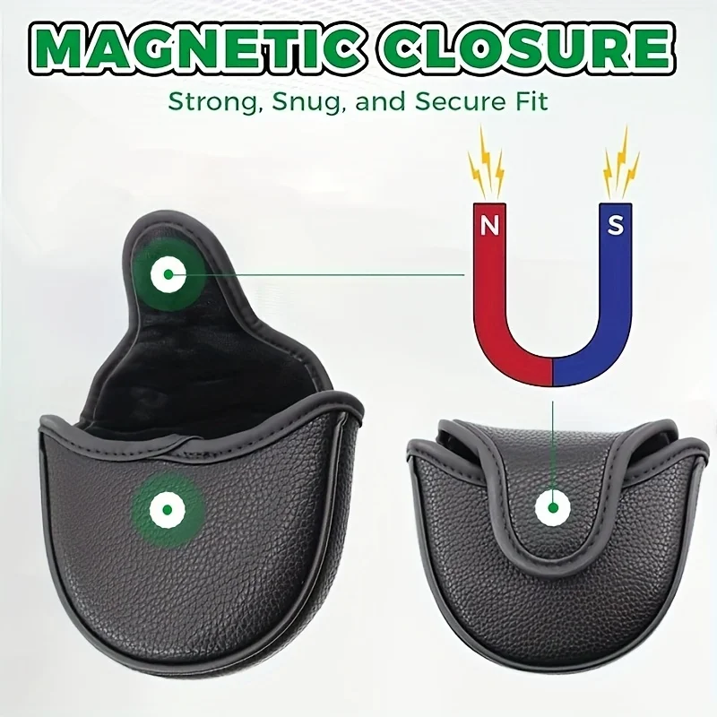 1pc Golf Mallet Putter Head Cover Protector Magnetic Closure Mallet Putter Covers for DF3 Putter Etc.( 5.1‘’x5.5‘’)
